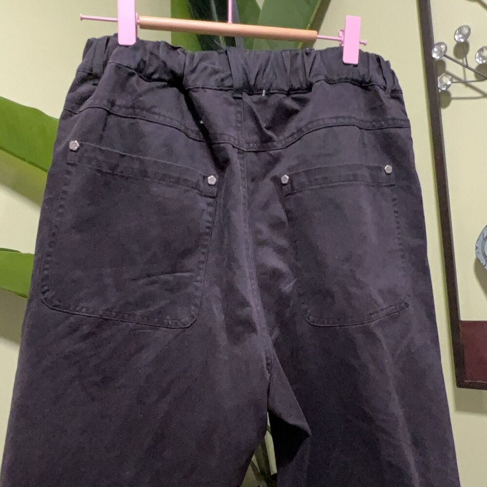 Sundae School Pants Black M 100% Cotton Flower Logo Elastic Waist Cuffs - Picture 7 of 9